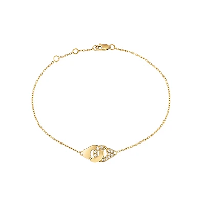 Menottes R8 Yellow Gold and Diamond Pavé Bracelet