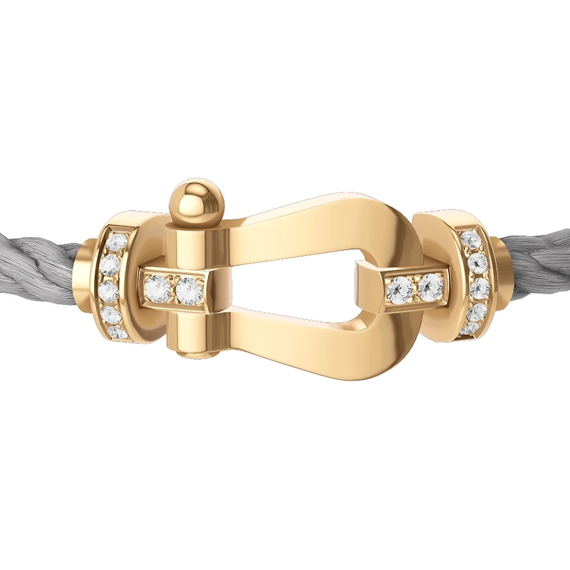 Force 10 Large Yellow Gold and Diamond Pavé Cable Bracelet