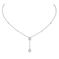 My Twin White Gold and Diamond Pavé Drop Necklace
