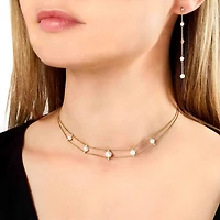 Trend Yellow Gold Pearl and Diamond Necklace