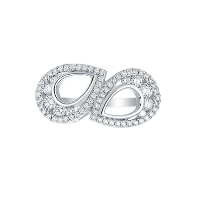 Diamond Double Tear Ring in White Gold