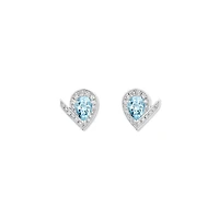 Josephine Aigrette White Gold, Aquamarine and Diamond Pavé Stud Earrings