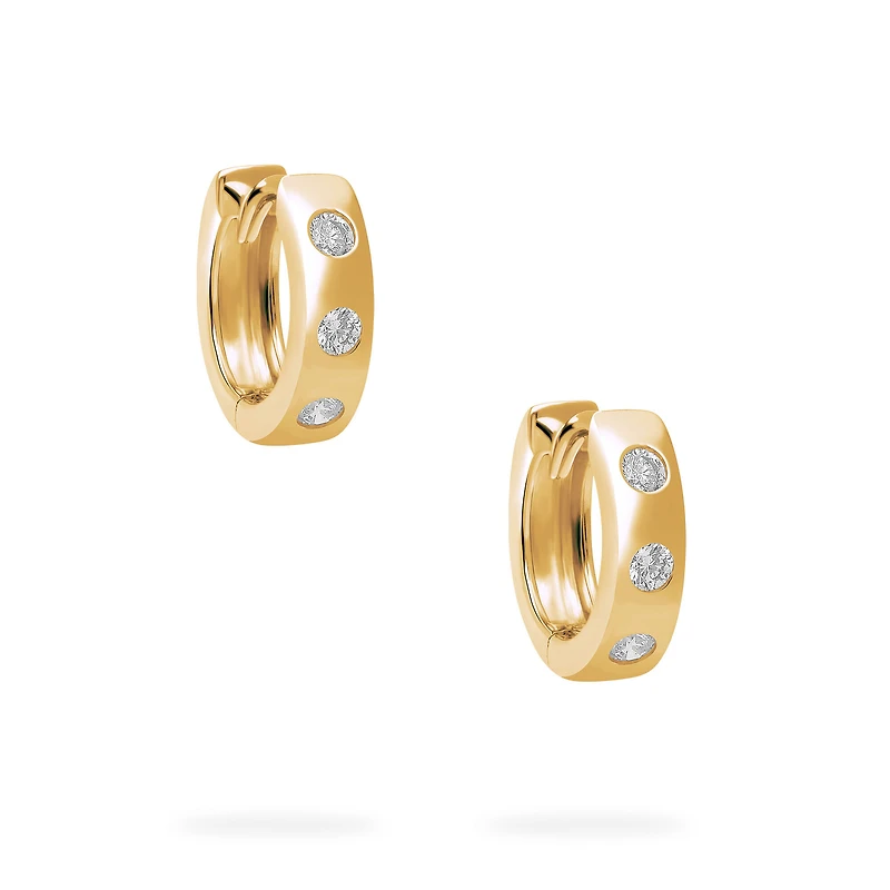 Yellow Gold Diamond Huggie Earrings For Babies