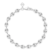 Sterling Silver Men's Coffee Bean Link Bracelet