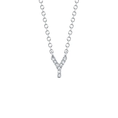 Initials White Gold and Diamond Pavé Letter Y Necklace