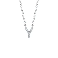 Initials White Gold and Diamond Pavé Letter Y Necklace
