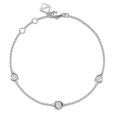 Sterling Silver and Diamond Station Bracelet