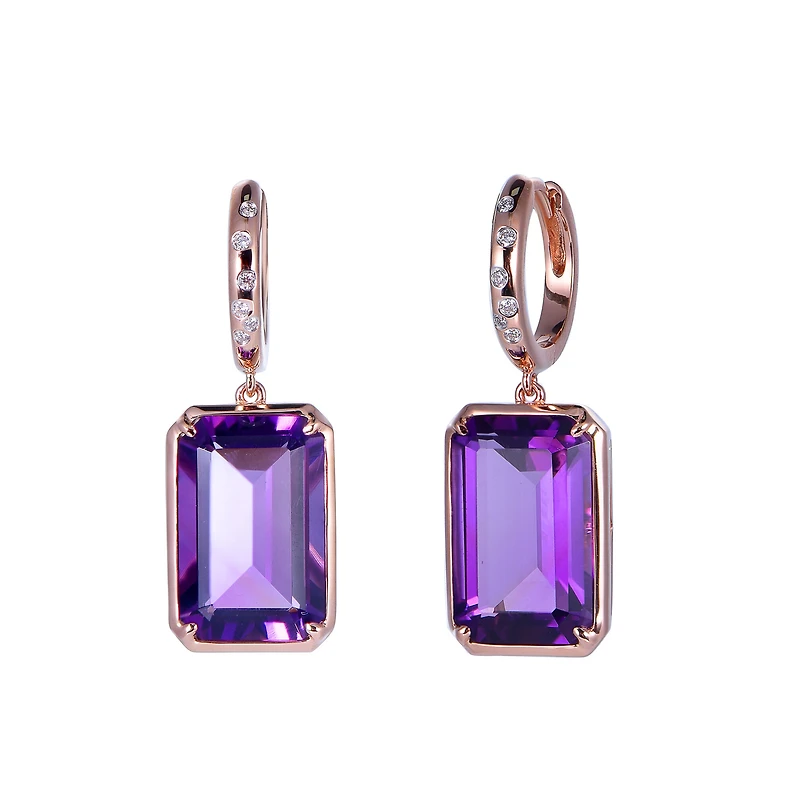 Amethyst Earrings in Rose Gold
