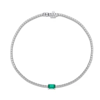 Emerald Line Bracelet in White Gold