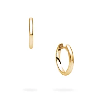 Yellow Gold Huggie Earrings, 15 mm