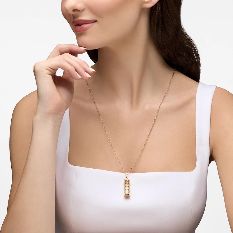 Diamond Message Pendant Necklace, Tri-Gold