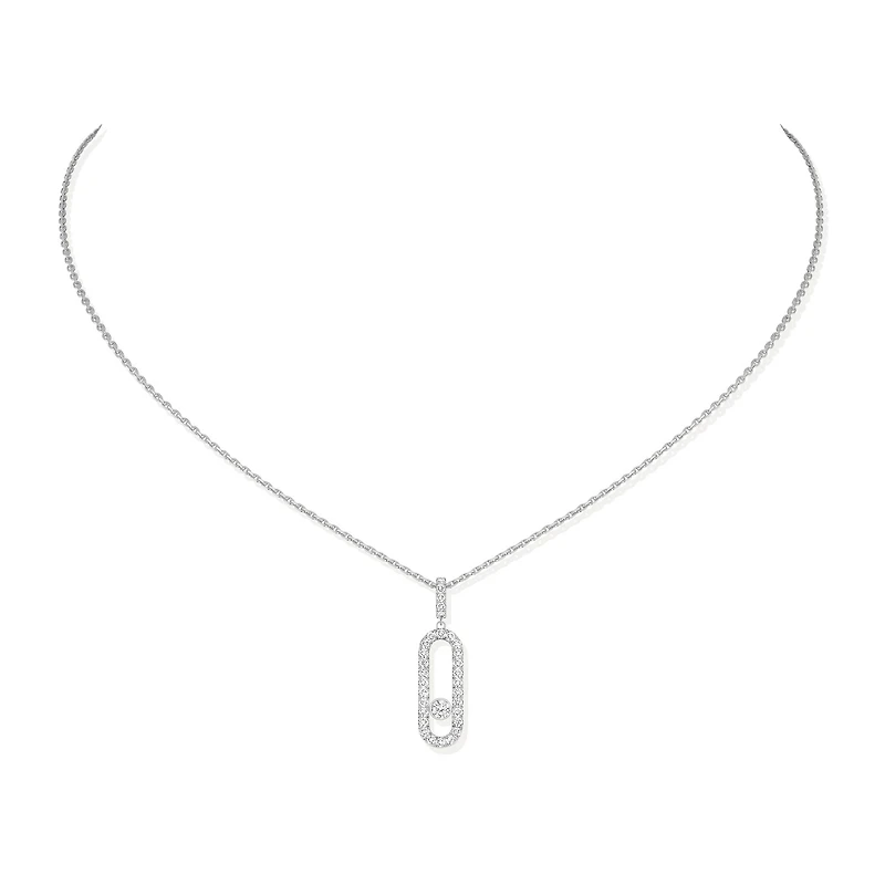 Move Uno Large White Gold and Diamond Pavé Pendant