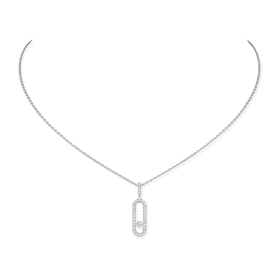 Move Uno Large White Gold and Diamond Pavé Pendant