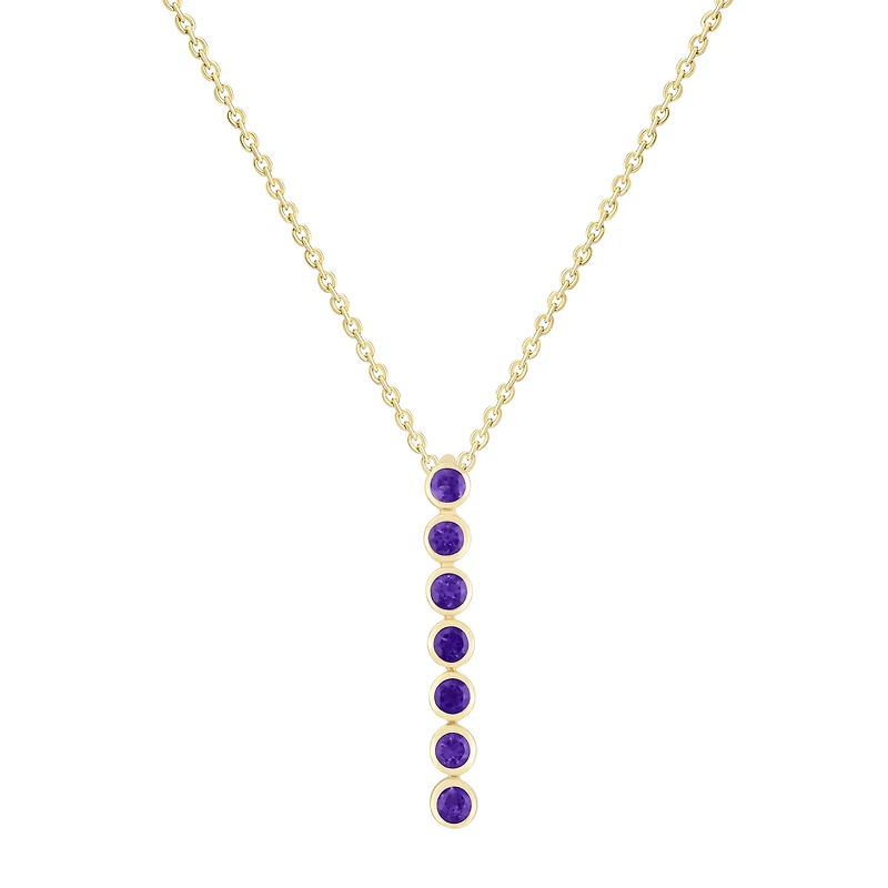 Oval Amethyst Vertical Bar Pendant in Yellow Gold