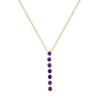 Oval Amethyst Vertical Bar Pendant in Yellow Gold