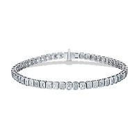 Diamond emerald cut line bracelet in white gold