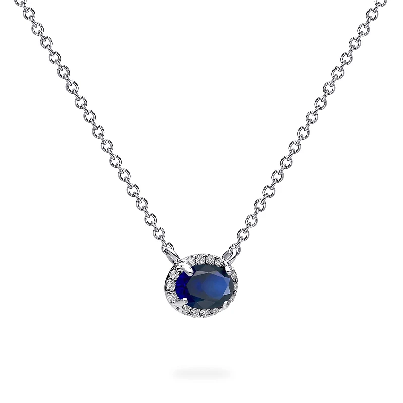 White Gold Sapphire and Diamond Neckalce