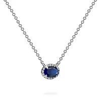 White Gold Sapphire and Diamond Neckalce