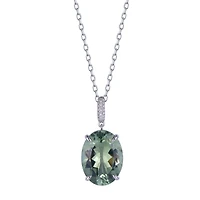 Green Amethyst Pendant in White Gold