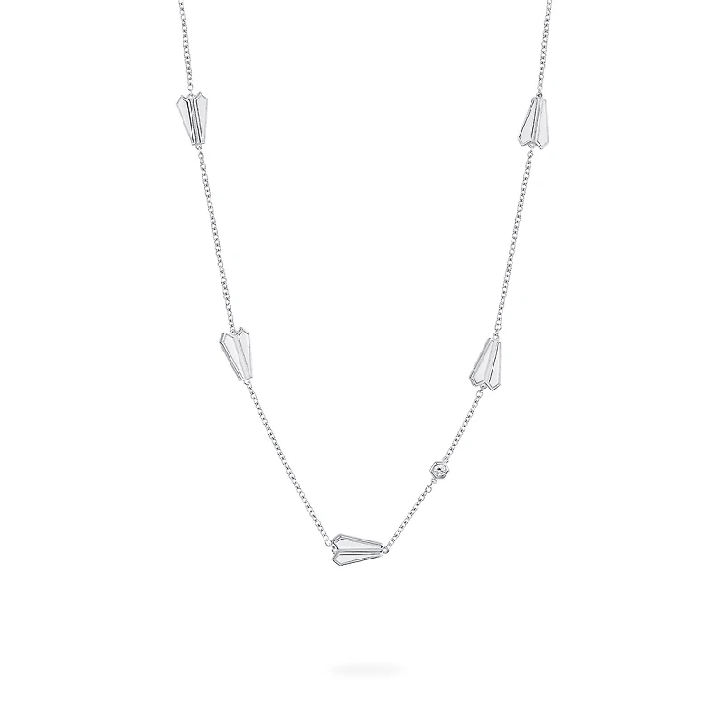 Sterling Silver and Diamond Station Necklace