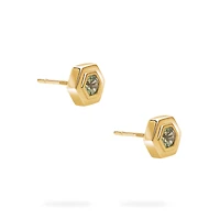 Yellow Gold Birthstone Earrings, Peridot
