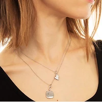 Gemstone Heart Small Silver and White Sapphire Charm Necklace