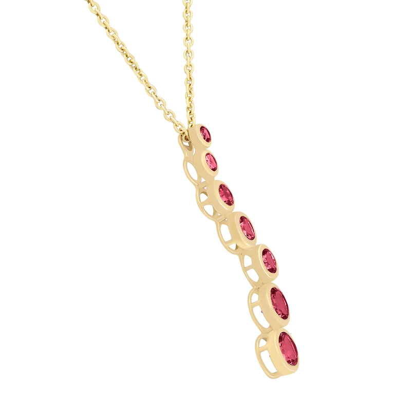 Pink Tourmaline Graduated Pendant in Yellow Gold