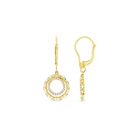 Yellow Gold and Diamond Drop Hoop Earrings