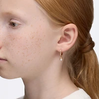 Yellow Gold Pearl Huggie Earrings For Kids