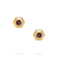 Yellow Gold Birthstone Earrings, Ruby