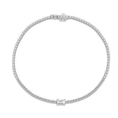 Diamond Line Bracelet in White Gold
