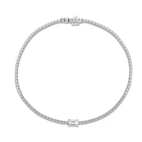 Diamond Line Bracelet in White Gold