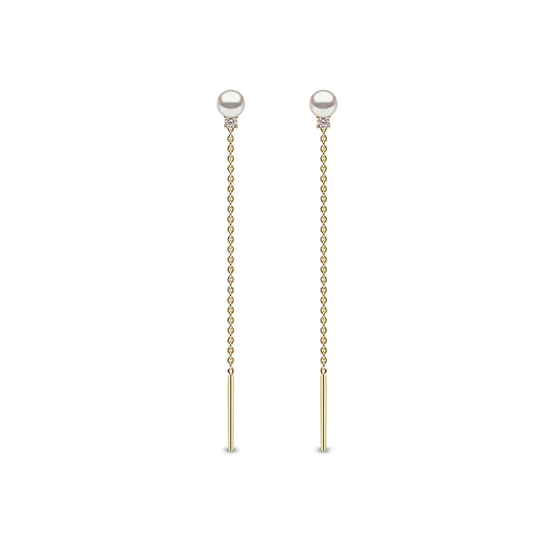 Trend Yellow Gold Pearl and Diamond Earrings