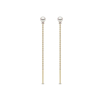 Trend Yellow Gold Pearl and Diamond Earrings