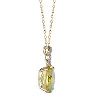Oval Lemon Quartz Pendant in Yellow Gold