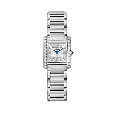 Tank Française Small Quartz 26 X 21 mm Stainless Steel and Diamond