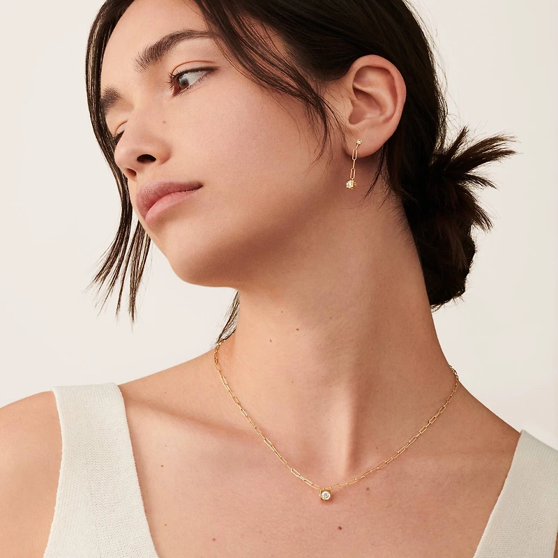 Le Cube Diamant Large Yellow Gold and Diamond Necklace