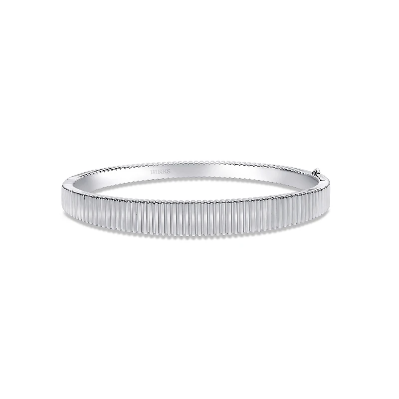 Silver Pleated Tapered Bangle, Small