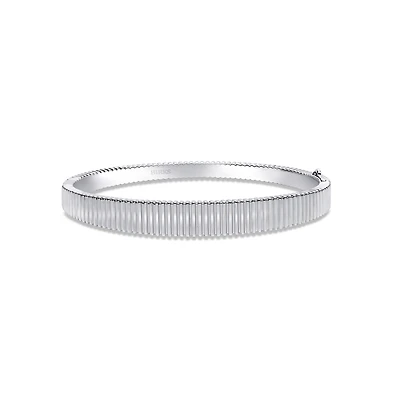 Silver Pleated Tapered Bangle, Small