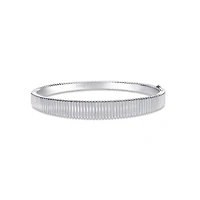 Silver Pleated Tapered Bangle, Small