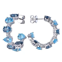 Swiss and London Blue Topaz Earrings in White Gold