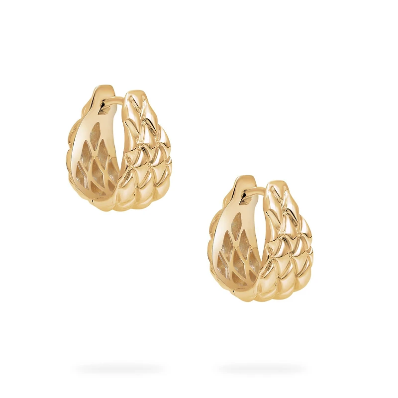 Yellow Gold Serpent Hoops, 15MM