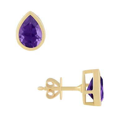 Pear Shape Amethyst Stud Earrings