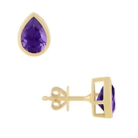 Pear Shape Amethyst Stud Earrings