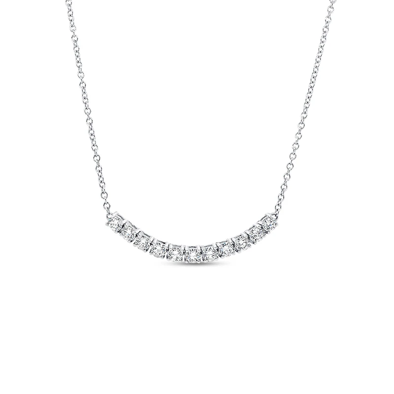 Tennis White Gold and Diamond Pavé Bar Pendant