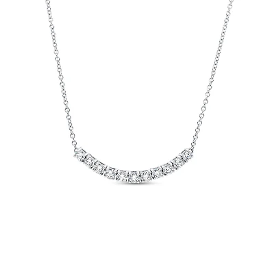 Tennis White Gold and Diamond Pavé Bar Pendant