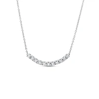 Tennis White Gold and Diamond Pavé Bar Pendant