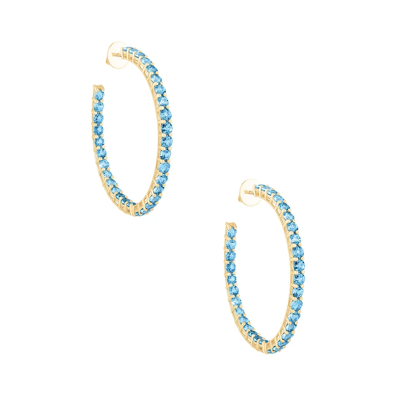 Topaz Prong Set Hoop Earrings