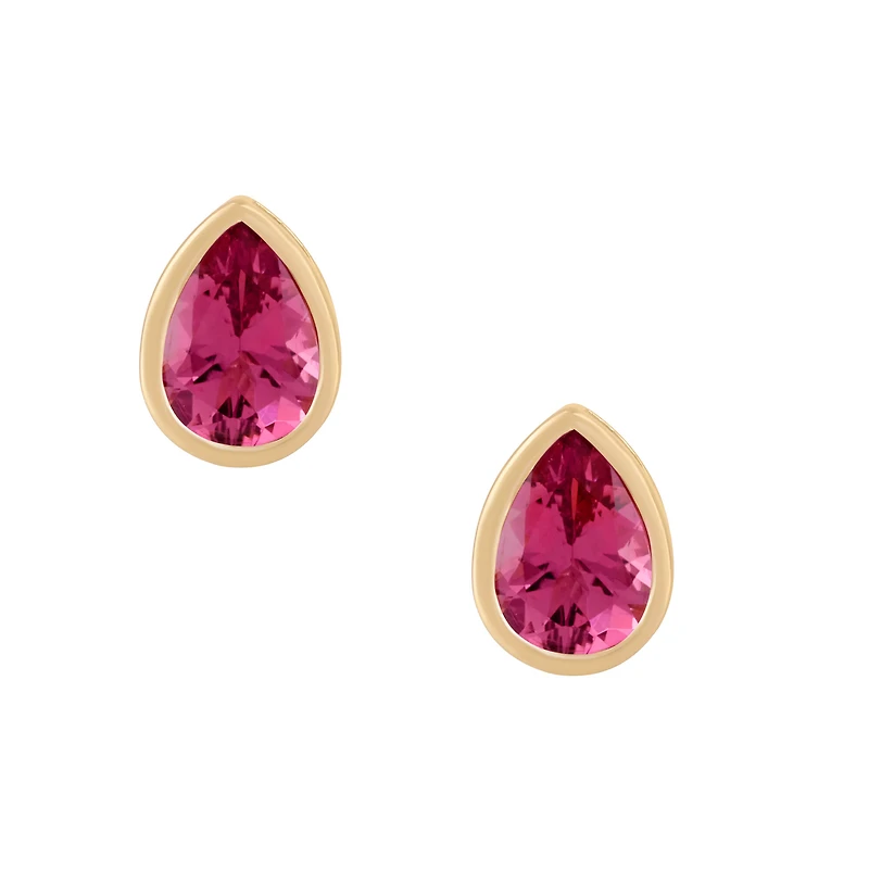 Pear Shape Pink Tourmaline Stud Earrings