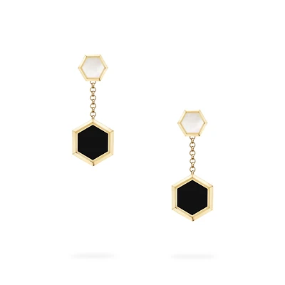 Mother-of-Pearl and Onyx Drop Earrings